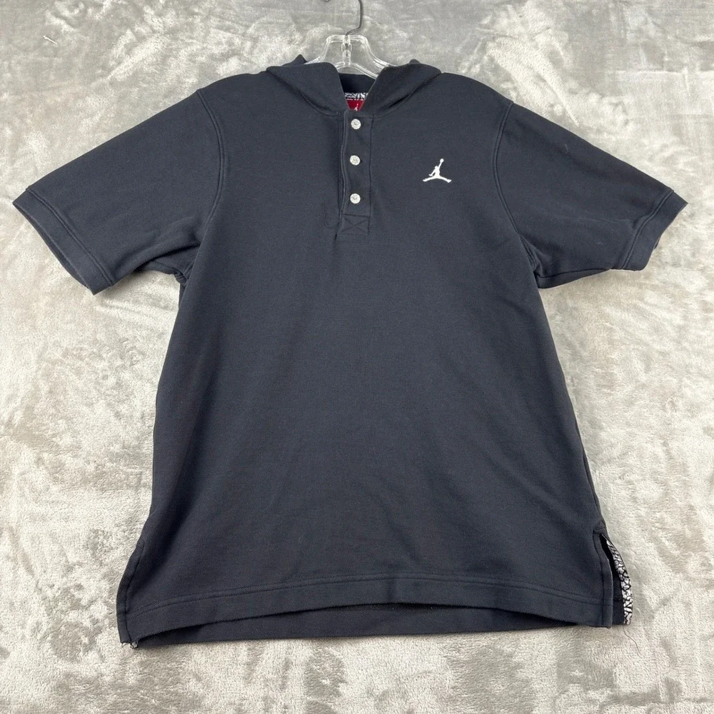 Jordan Polo Men M Black Jumpman Elephant Print Short Sleeve EUC